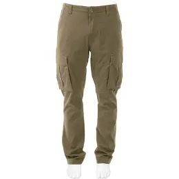 Mens Heritage Slim Fit Cargo Trousers Khaki Front